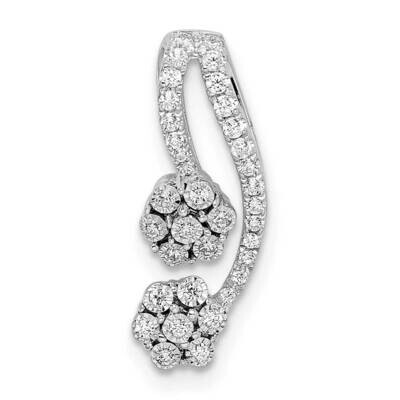 Diamond Double Flower Slide 14k White Gold Polished PM8507-017-WA, MPN: PM8507-017-WA,