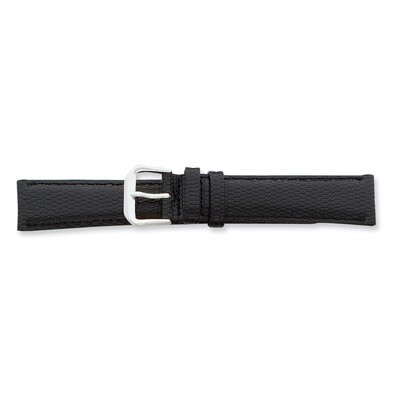 18mm Short Black Lizard Grain Leather Watch Band 6.75 Inch Silver-tone Buckle BAW15S-18, MPN: BAW15…