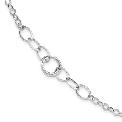 Fancy Link Bracelet 14k White Gold Polished Textured SF2131-8, MPN: SF2131-8, 191101454868
