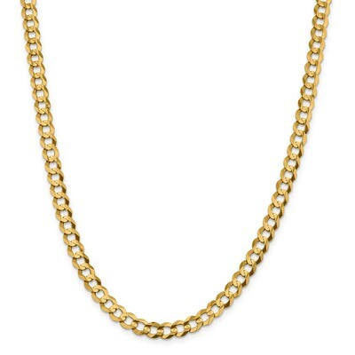 24 Inch 7.2mm Solid Polished Light Flat Cuban Chain 14k Gold LCB180-24, MPN: LCB180-24, 883957114736