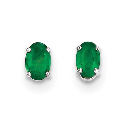 6x4mm Emerald Earrings 14k white Gold XBE305, MPN: XBE305, 191101433863