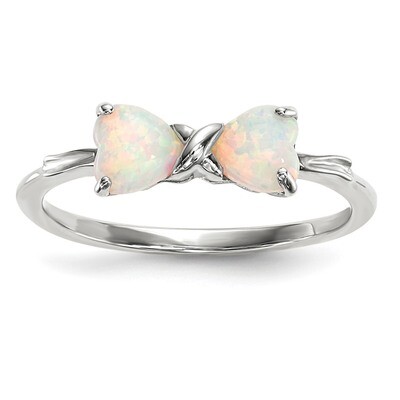 Created Opal Bow Ring 14k white Gold Polished XBS571, MPN: XBS571, 191101312779