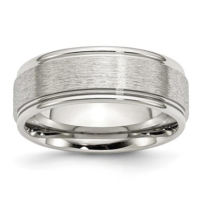 Edge 8mm Brushed and Polished Band Stainless Steel Grooved SR87 by Chisel, MPN: SR87, 886774425429