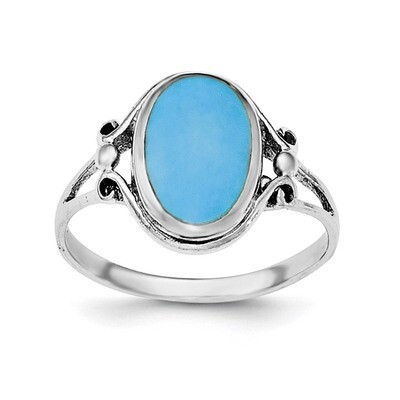 Synthetic Turquoise Ring Sterling Silver Rhodium-plated Polished QR6314, MPN: QR6314, 191101319228