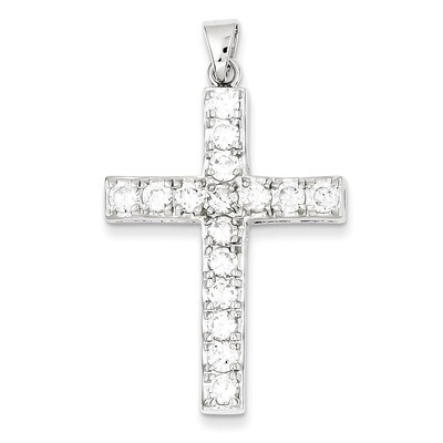 Latin Cross Pendant Sterling Silver Diamond QC3311, MPN: QC3311, 883957283449