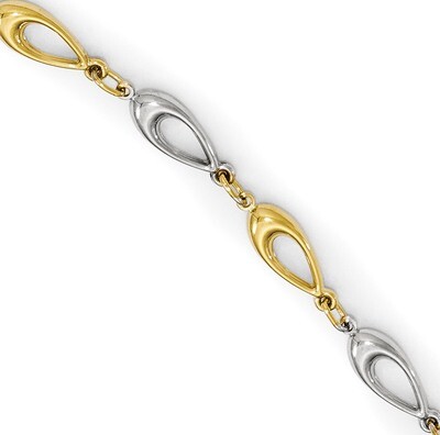 Leslie&#39;s Bracelet 7.5 Inch 10k Gold Two-tone Polished HB-10LF521-7.5, MPN: 10LF521-7.5, 886774568485