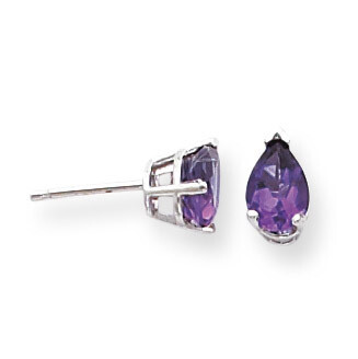 7x5mm Pear Amethyst Earrings 14k White Gold XE80WAM, MPN: XE80WAM, 883957103280