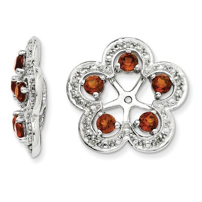 Diamond &amp; Garnet Earring Jacket Sterling Silver Rhodium QJ140JAN, MPN: QJ140JAN, 886774283418