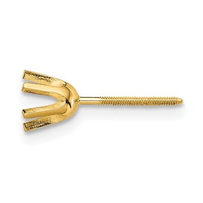 Round 6-Prong .05ct. Med. Wt. Threaded Back Post Earring Mounting 14k Yellow Gold YG341, MPN: YG341,