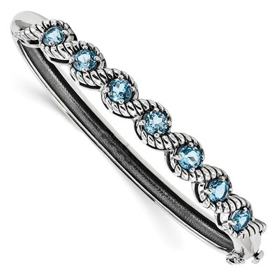 Light Swiss Blue Topaz Hinged Bangle Sterling Silver Rhodium-plated QX985BT, MPN: QX985BT, 88395734…