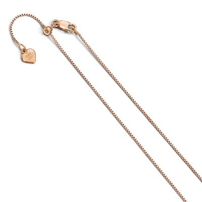 Leslie&#39;s .85 mm Rose Gold-plated Adjustable Box Chain 30 Inch Sterling Silver HB-FC39-30, MPN: FC39…