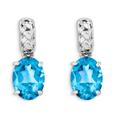Blue Topaz Earrings Sterling Silver QE9878BT, MPN: QE9878BT, 883957357270