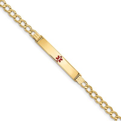 7 Inch Medical Polished Red Enamel ID with Semi-Solid Cuban Bracelet 14k Gold XM572CR-7, MPN: XM572…