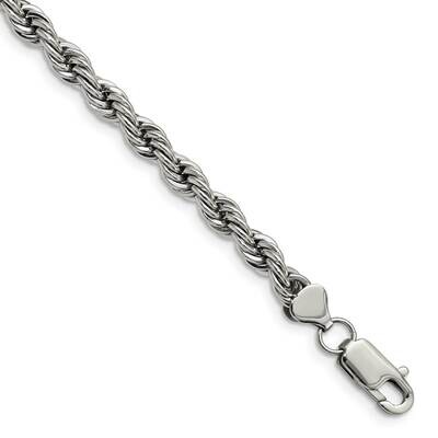 6mm Rope Bracelet Stainless Steel Polished SRB1190-8.5 by Chisel, MPN: SRB1190-8.5, 886774672069