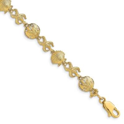 Shell Sand Dollar Starfish Bracelet 14k Gold FB1618-7, MPN: FB1618-7, 63721800953