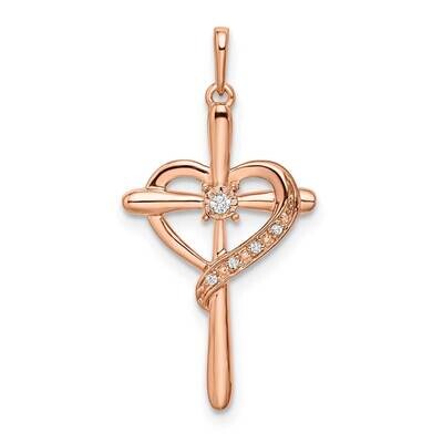 Cross with Heart Diamond Pendant 14k Rose Gold PM8486-003-RA, MPN: PM8486-003-RA, 196904096963