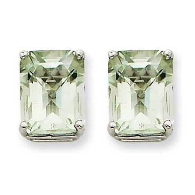 10x8mm Octagon Checker-Cut Green Quartz Earrings 14k White Gold XE69WCG, MPN: XE69WCG, 883957096667
