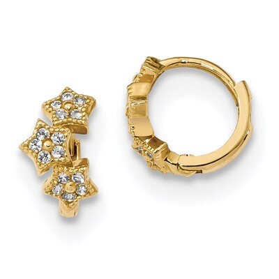 Madi K CZ Diamond 3-Star Hinged Hoop Earrings 14k Gold GK923, MPN: GK923, 883957181776