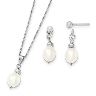 7-8Mm Cultured Pearl Pend &amp; Earrings Boxed Set Sterling Silver QH5184SET, MPN: QH5184SET, 191101073…