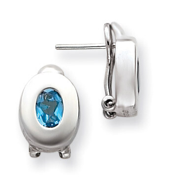 Blue Topaz Oval Earrings Sterling Silver QE2856