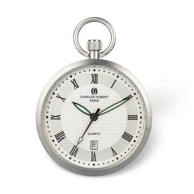 Charles Hubert Open Face Off-White Dial Pocket Watch Stainless Steel XWA6373, MPN: XWA6373, 8488700…