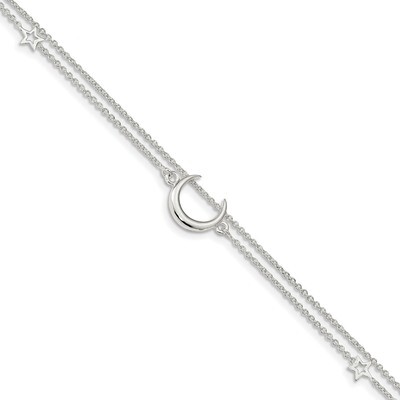 Moon &amp; Stars 2-strand Bracelet 7.5 Inch Sterling Silver Polished QG4234-7.5, MPN: QG4234-7.5, 88677…
