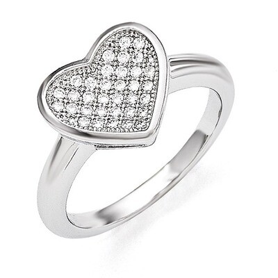 Heart Ring Sterling Silver &amp; Cubic Zirconia QMP138, MPN: QMP138, 191101277504