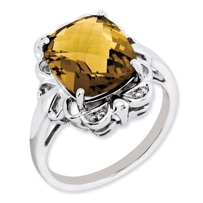 Whiskey Quartz &amp; Diamond Ring Sterling Silver QR2925WQ, MPN: QR2925WQ, 886774728612