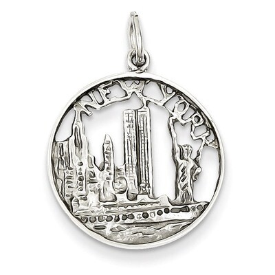New York City in Disc Charm 14k White Gold Solid Polished K856, MPN: K856, 883957902159