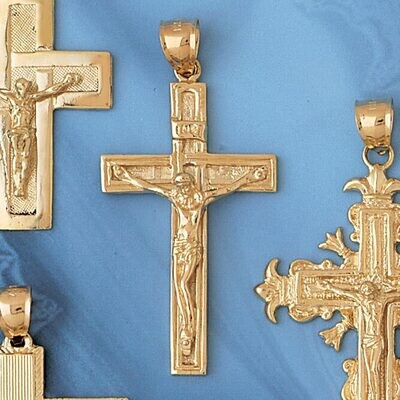 Dazzlers Jewelry Jesus Christ on Cross Pendant Necklace Charm Bracelet in Yellow, White or Rose Gol…
