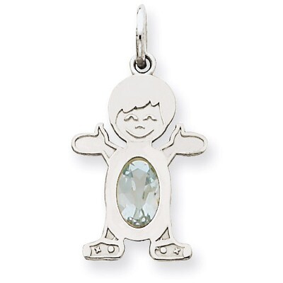 Boy 6x4 Oval Genuine Aquamarine-March 14k White Gold XCK39, MPN: XCK39, 883957295008
