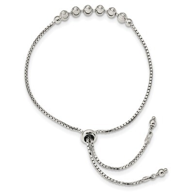 Adjustable Bracelet 10 Inch Sterling Silver Diamond Cut QG4550, MPN: QG4550, 886774124476