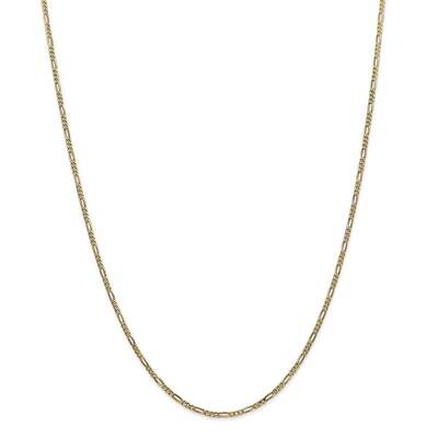 1.8mm Flat Figaro Chain 22 Inch 14k Gold FFL050-22, MPN: FFL050-22, 883957168616