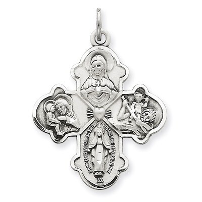 4-way Medal Sterling Silver Antiqued QC3469, MPN: QC3469, 883957279268
