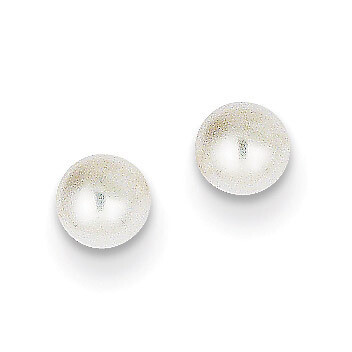 4-5mm White Button Cultured Pearl Stud Earrings 14k Gold X40BW, MPN: X40BW, 815479016205