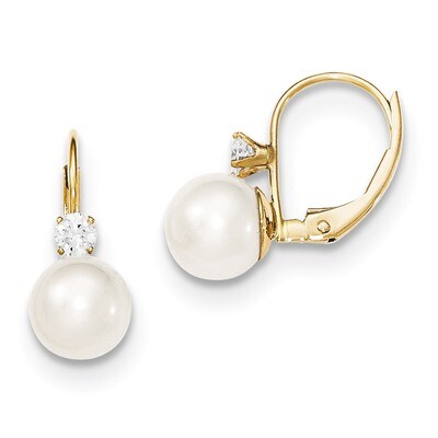 7mm Cultured Pearl Diamond Leverback Earring 14k Gold XLB70PL/AA, MPN: XLB70PL/AA, 883957131320