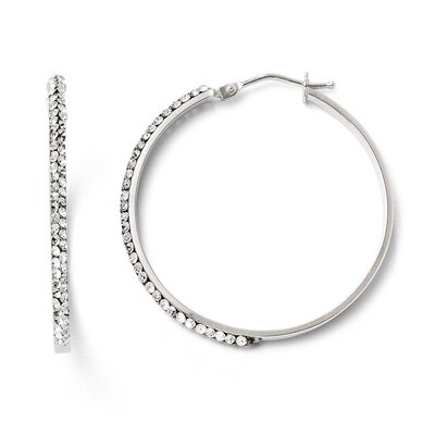 Leslie&#39;s Swarovski Hinged Hoop Earrings - 14k White Gold HB-85J, MPN: 85J, 883957024158