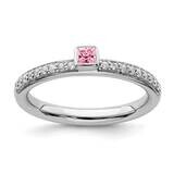 Pink Tourmaline &amp; Diamond Ring Sterling Silver QSK2145, MPN: QSK2145, 191101212079