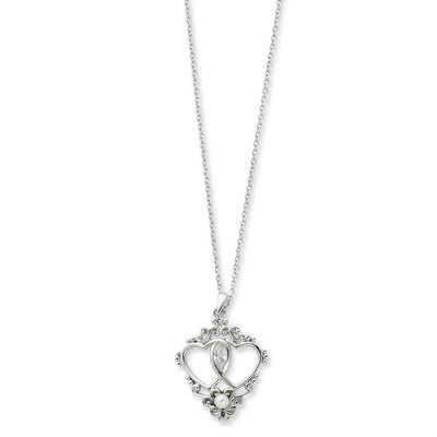 Antiqued Two Hearts, One Love 18in Heart Necklace Sterling Silver QSX221, MPN: QSX221, 883957716749