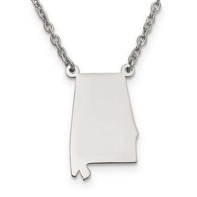 Alabama State Pendant Necklace with Chain 14k White Gold Engravable XNA706W-AL, MPN: XNA706W-AL, 88…