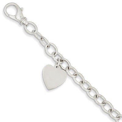 Link with Heart Charm Bracelet 7.5 Inch 14k White Gold WLK312-7.5, MPN: WLK312-7.5, 883957371078