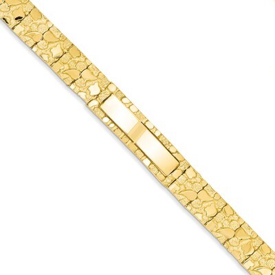 12.0mm Nugget ID Bracelet 7 Inch 14k Gold NUGID12-7, MPN: NUGID12-7, 886774989723