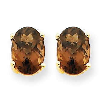 7x5 Oval Smokey Quartz Earrings 14k Gold XE87SQ, MPN: XE87SQ, 883957107578