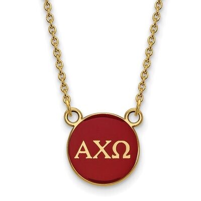 Alpha Chi Omega Extra Small Enameled Pendant with 18 Inch Chain Gold-plated Silver GP029ACO-18, MPN…