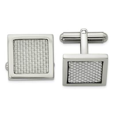 Grey Carbon Fiber Inlay Cufflinks Stainless Steel Polished SRC360, MPN: SRC360, 191101853456
