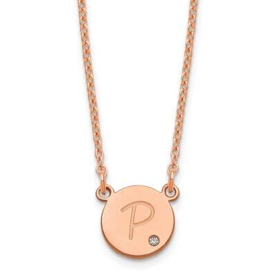 Initial Circle with Diamond Necklace Sterling Silver Rose-plated XNA1380RP, MPN: XNA1380RP,
