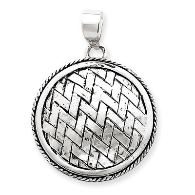 Antiqued Circle Weave Pendant Sterling Silver QP915