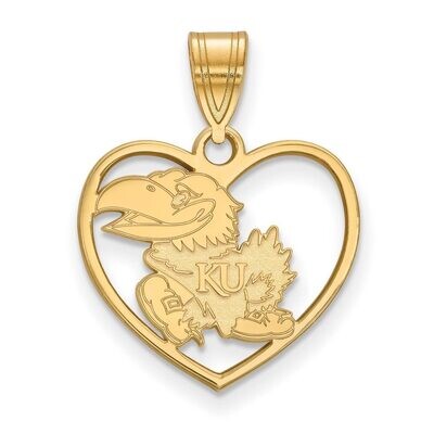 University of Kansas Pendant in Heart Gold-plated Silver GP013UKS, MPN: GP013UKS, 886774916484