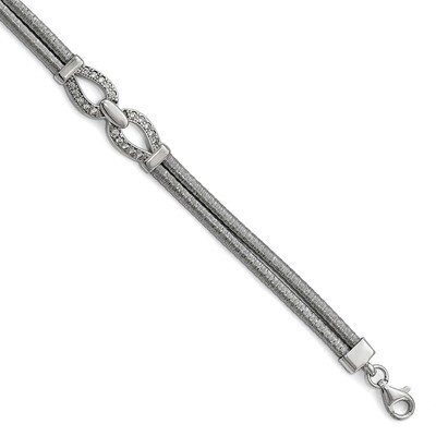 Leslie&#39;s CZ with 10.5 inch Extender Bracelet 7 Inch Sterling Silver Rhodium-plated HB-QLF620-7, MPN…