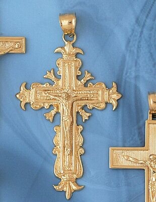 Dazzlers Jewelry Jesus Christ on Cross Pendant Necklace Charm Bracelet in Yellow, White or Rose Gol…